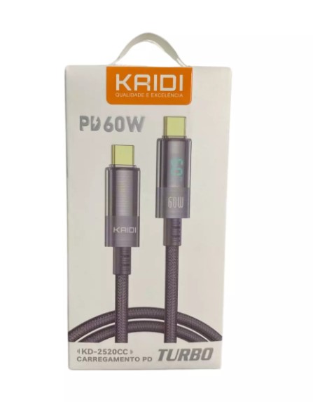 CABO TIPO C COM TIPO C KAIDI KD-2520CC - Cabos Tipo C / Tipo C    Cod. CABO TIPO C COM TIPO C  KAIDI KD-2520CC